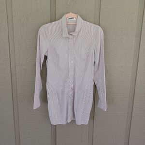 Jil Sander Striped Poplin Tunic Shirt Size 36 US 6 Quiet Luxury Slit Long Sleeve